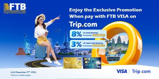 Enjoy up to 8% off hotel bookings and 3% off flights when you pay with FTB cards